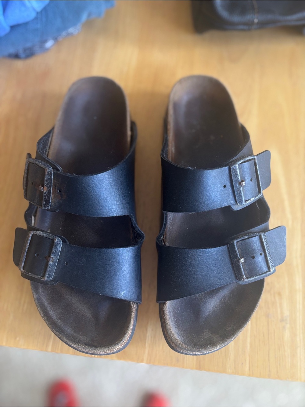 Birkenstock Arizona Black Leather Sandals Big Straps
